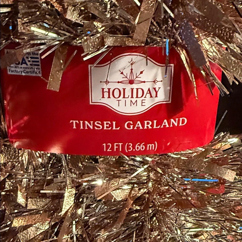 Holiday Time Shimmering Copper Tinsel Garland. Bundle of 3. 12 ft each